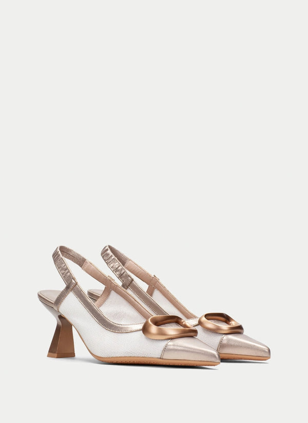 Slingback nova white-champagne