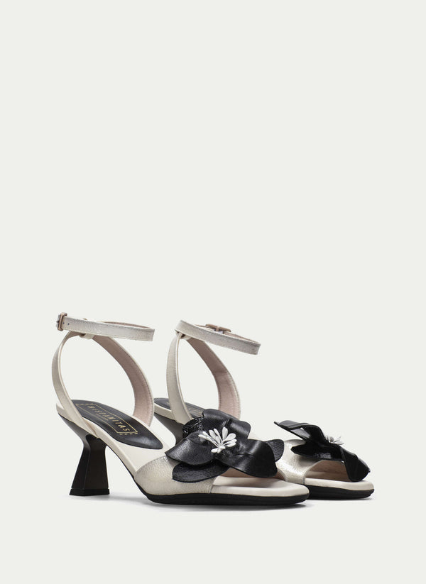 Heeled Sandal Danielle Cream-Black
